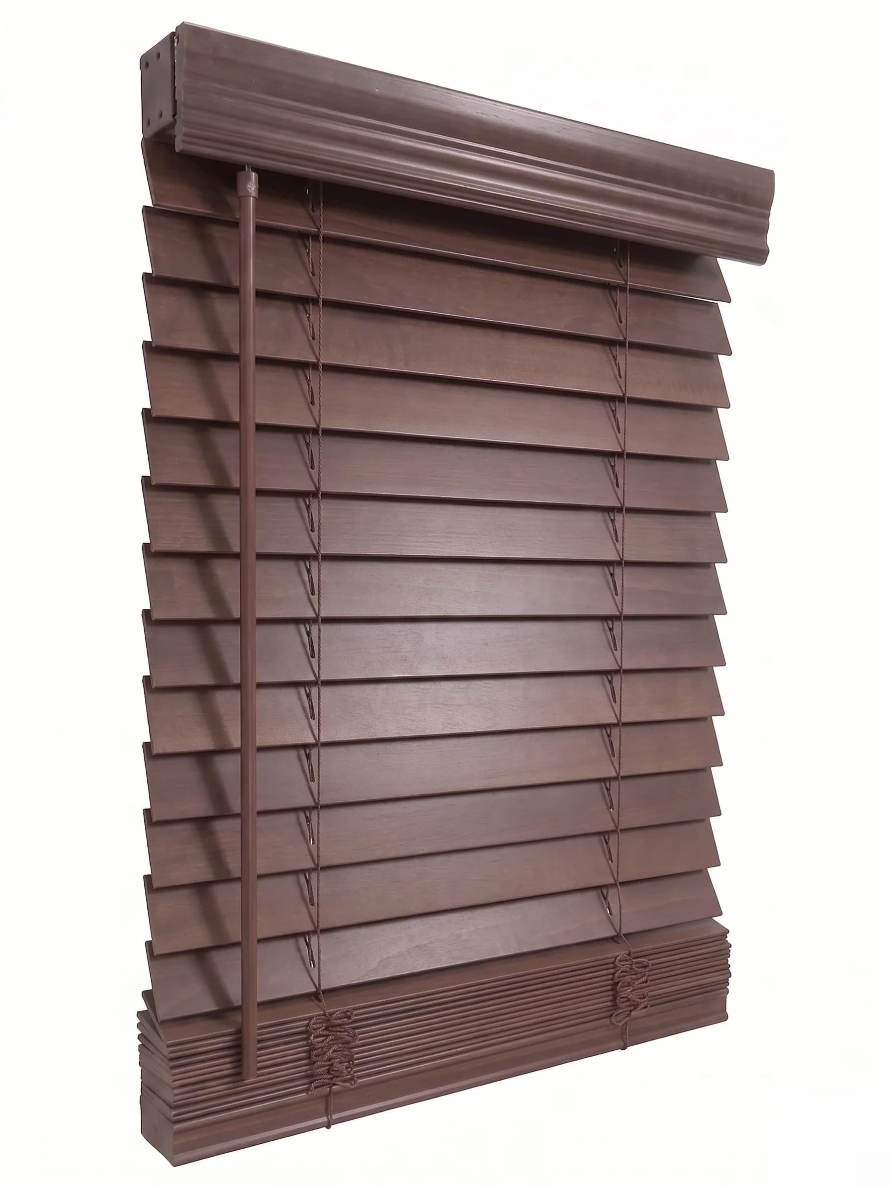 Dark teak 2 inch real wood blinds
