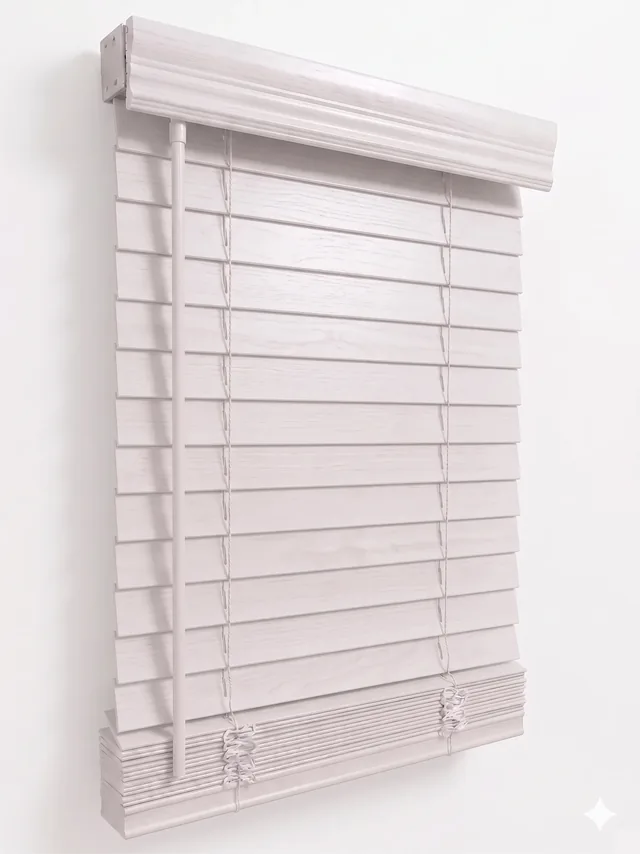 White smooth finish wood blinds product photo